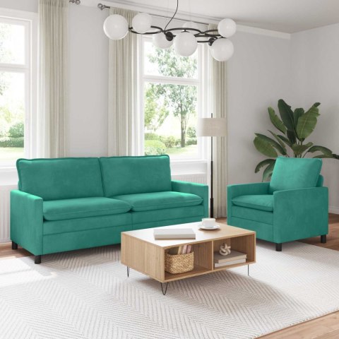 Zestaw Sof 2 pcs Turkusowy Welur