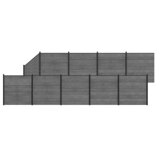Panel ogrodzeniowy 10 pcs WPC i aluminium Szary