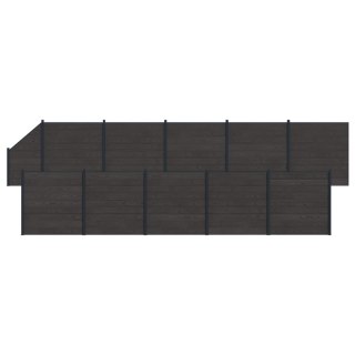 Panel ogrodzeniowy 11 pcs WPC i aluminium Czarny
