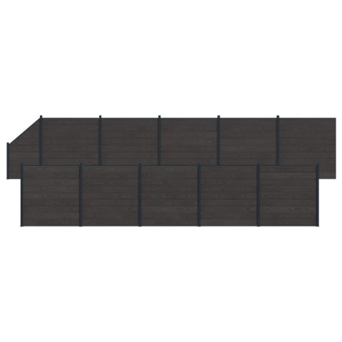 Panel ogrodzeniowy 11 pcs WPC i aluminium Czarny