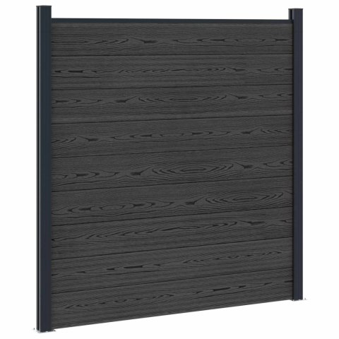 Panel ogrodzeniowy 2 pcs WPC i aluminium Czarny