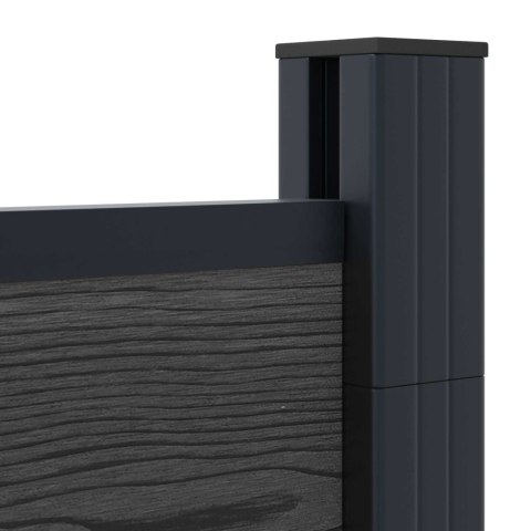 Panel ogrodzeniowy 2 pcs WPC i aluminium Czarny
