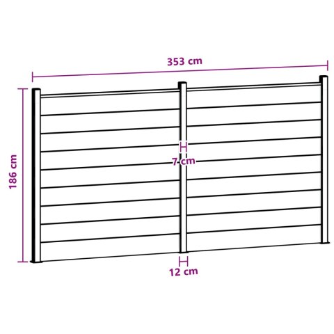Panel ogrodzeniowy 2 pcs WPC i aluminium Czarny