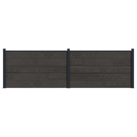 Panel ogrodzeniowy 2 pcs WPC i aluminium Czarny