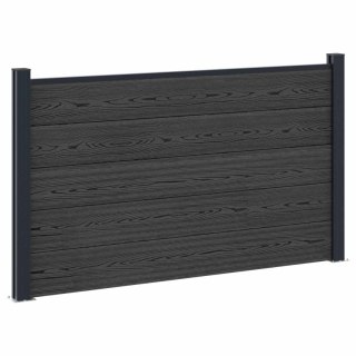Panel ogrodzeniowy 2 pcs WPC i aluminium Czarny