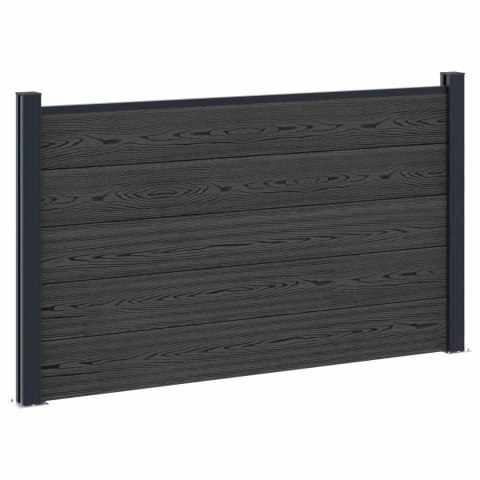 Panel ogrodzeniowy 2 pcs WPC i aluminium Czarny