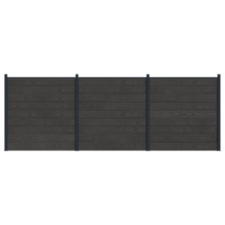 Panel ogrodzeniowy 3 pcs WPC i aluminium Czarny