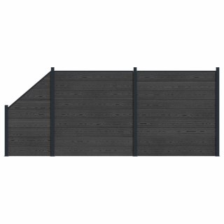 Panel ogrodzeniowy 3 pcs WPC i aluminium Czarny
