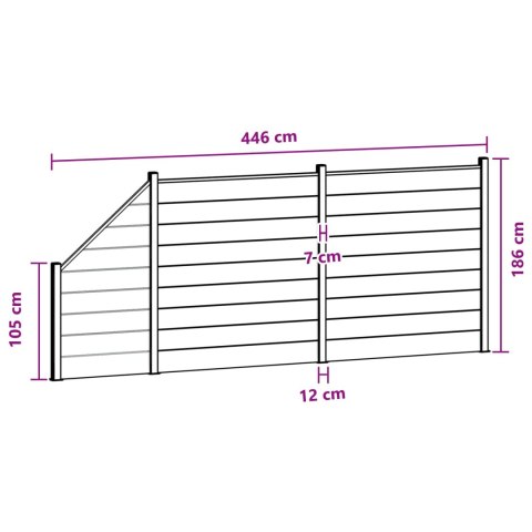 Panel ogrodzeniowy 3 pcs WPC i aluminium Czarny