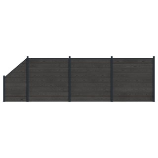 Panel ogrodzeniowy 4 pcs WPC i aluminium Czarny