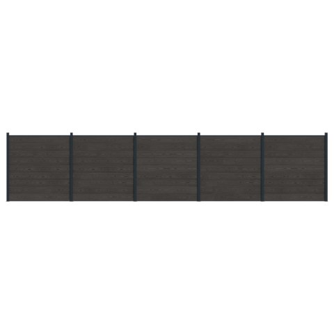 Panel ogrodzeniowy 5 pcs WPC i aluminium Czarny