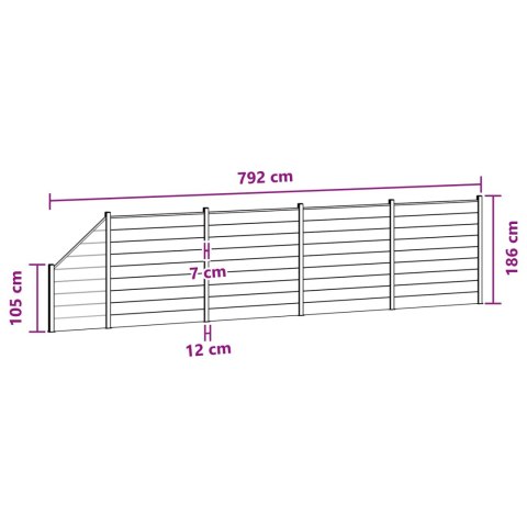 Panel ogrodzeniowy 5 pcs WPC i aluminium Szary