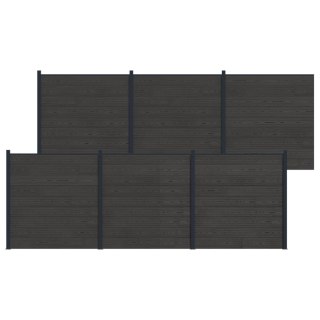 Panel ogrodzeniowy 6 pcs WPC i aluminium Czarny