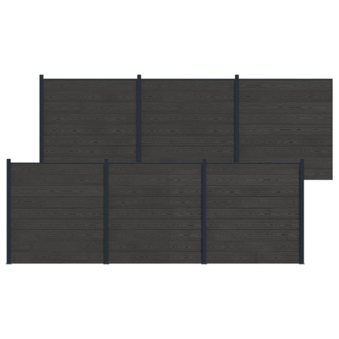 Panel ogrodzeniowy 6 pcs WPC i aluminium Czarny