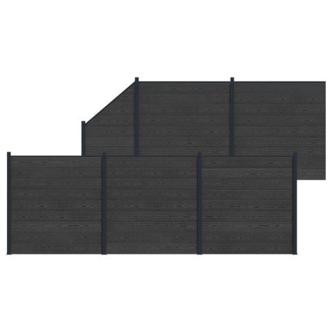 Panel ogrodzeniowy 6 pcs WPC i aluminium Czarny