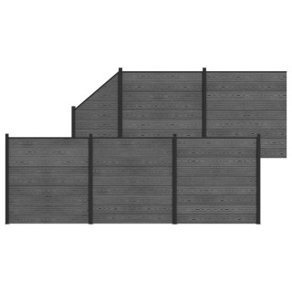 Panel ogrodzeniowy 6 pcs WPC i aluminium Szary