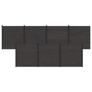 Panel ogrodzeniowy 7 pcs WPC i aluminium Czarny