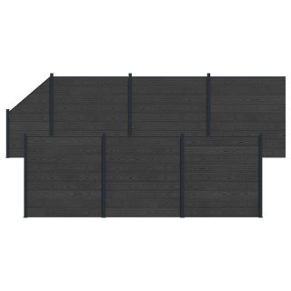 Panel ogrodzeniowy 7 pcs WPC i aluminium Czarny