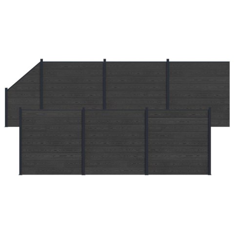 Panel ogrodzeniowy 7 pcs WPC i aluminium Czarny
