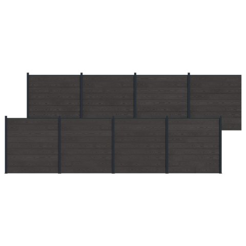 Panel ogrodzeniowy 8 pcs WPC i aluminium Czarny