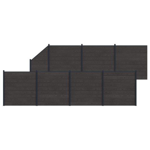 Panel ogrodzeniowy 8 pcs WPC i aluminium Czarny