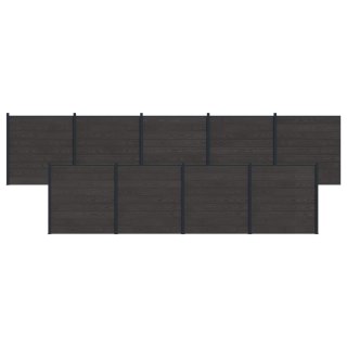 Panel ogrodzeniowy 9 pcs WPC i aluminium Czarny