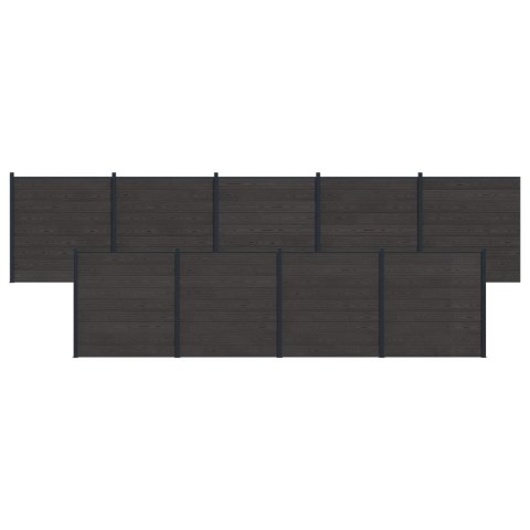 Panel ogrodzeniowy 9 pcs WPC i aluminium Czarny