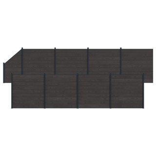 Panel ogrodzeniowy 9 pcs WPC i aluminium Czarny