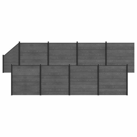 Panel ogrodzeniowy 9 pcs WPC i aluminium Szary
