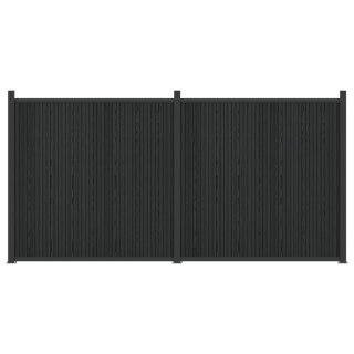Panel ogrodzeniowy 2 pcs WPC i aluminium Czarny