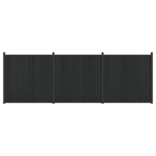 Panel ogrodzeniowy 3 pcs WPC i aluminium Czarny