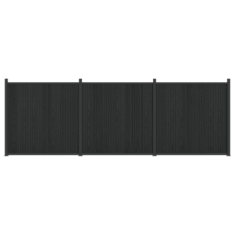 Panel ogrodzeniowy 3 pcs WPC i aluminium Czarny