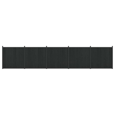 Panel ogrodzeniowy 5 pcs WPC i aluminium Czarny