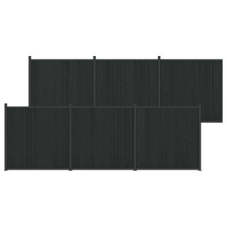 Panel ogrodzeniowy 6 pcs WPC i aluminium Czarny