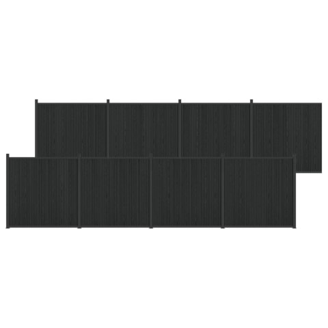 Panel ogrodzeniowy 8 pcs WPC i aluminium Czarny