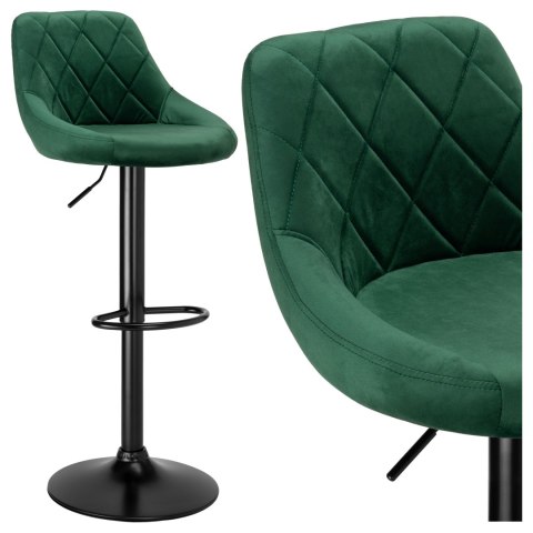 Krzesło barowe CYDRO BLACK welurowe ciemnozielone VELVET