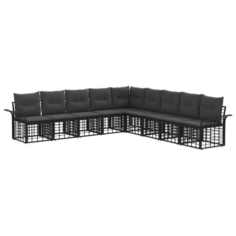 Zestaw sof na zewnątrz 9 pcs Czarny i Ciemnoszary Poliester