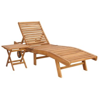 Leżak 2 pcs brązowy Lite drewno teakowe