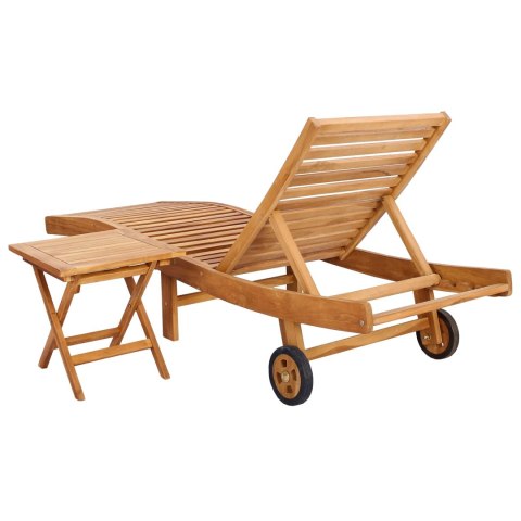 Leżak 2 pcs brązowy Lite drewno teakowe