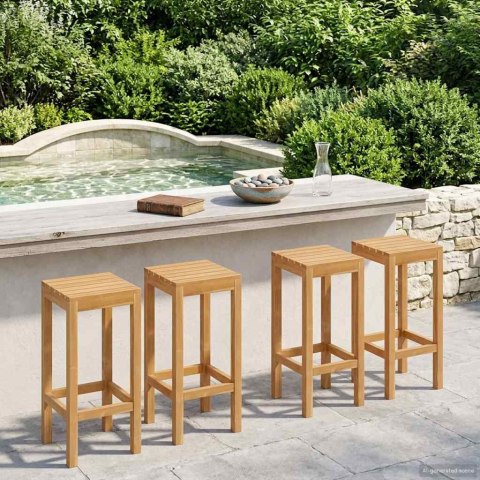 Stołek barowy 4 pcs naturalny Lite drewno teakowe