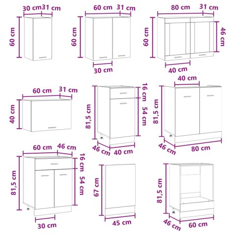 Zestaw szafek kuchennych Lyon 8 pcs 240 x 46 x 81,5 cm