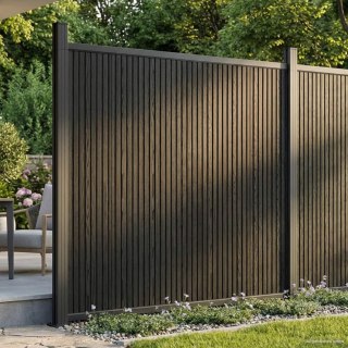 Panel ogrodzeniowy WPC i aluminium Czarny