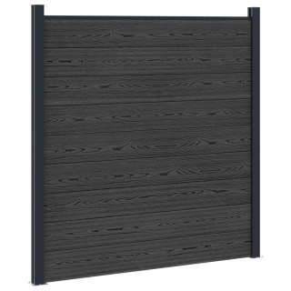 Panel ogrodzeniowy WPC i aluminium Czarny