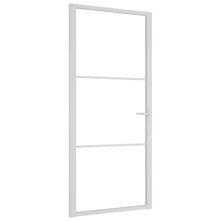Drzwi wewnętrzne, 93x201,5 cm, białe, szkło ESG i aluminium