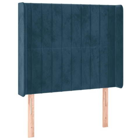 Łóżko kontynentalne, materac i LED, niebieski aksamit 100x200cm