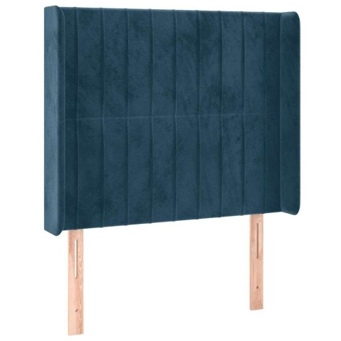 Łóżko kontynentalne, materac i LED, niebieski aksamit 90x190 cm