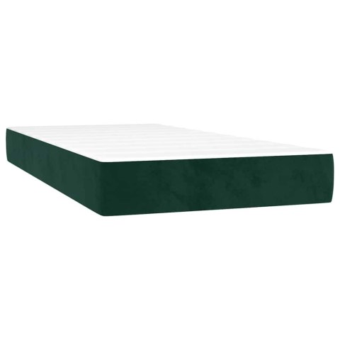 Łóżko kontynentalne z materacem i LED zielony aksamit 100x200cm
