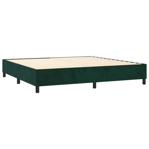 Łóżko kontynentalne z materacem i LED zielony aksamit 200x200cm