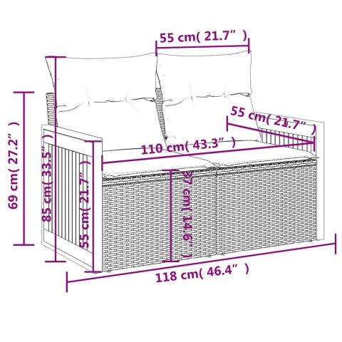 9-cz. zestaw wypoczynkowy do ogrodu, z poduszkami, czarny