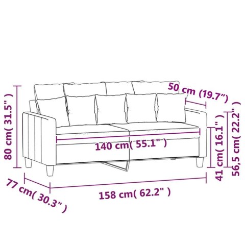 Sofa 2-osobowa, kremowy, 140 cm, tapicerowana aksamitem